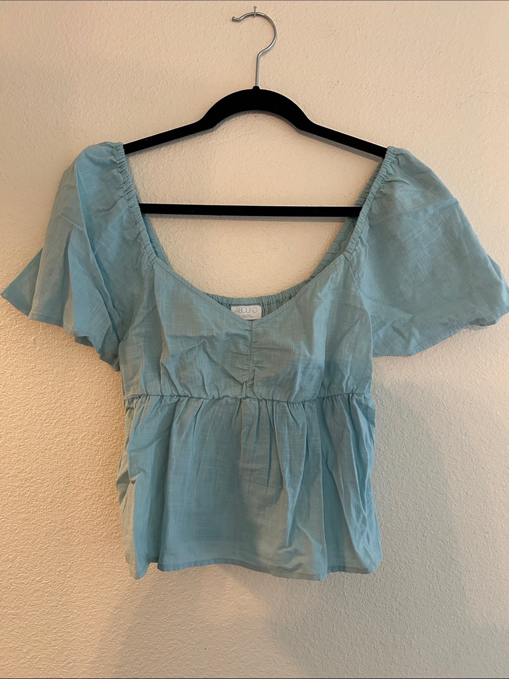 Abound Light Blue Short Sleeve Peasant Blouse